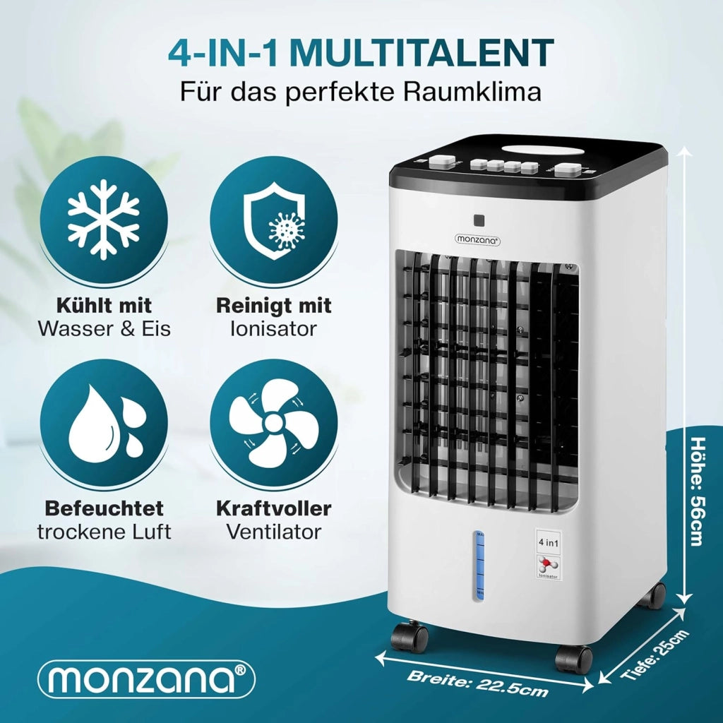 Condizionatore Portatile 4in1 60W 330m³/h 3,5 litri 4 Ghiaccioli Ventilatore Ionizzatore