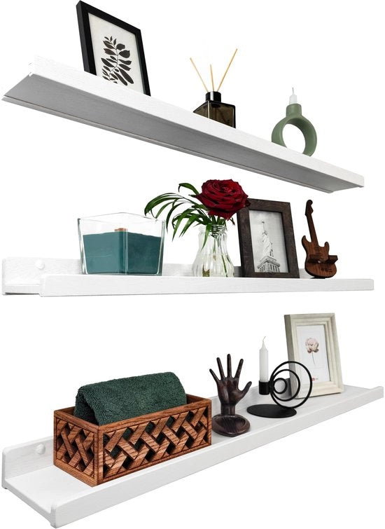 Pannello in legno a forma di wig, bianco 90 cm, set di 3 pannelli in legno, pannello appeso, pannello per parete, pannello moderno a parete, cornice sottile per quadri per bagno, soggiorno, cucina, camera da letto
