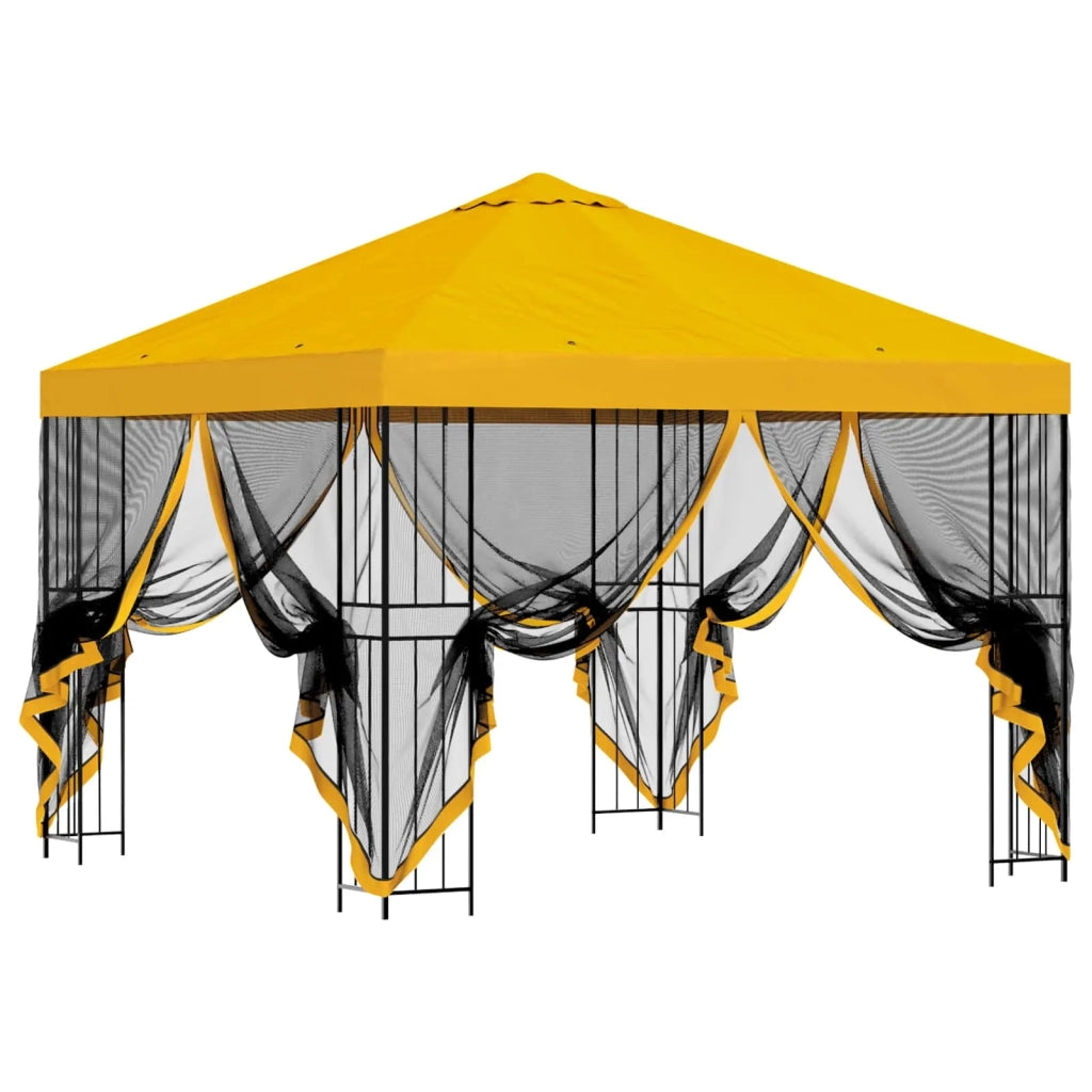 Gazebo da giardino con pareti laterali 3 x 3 m Giallo