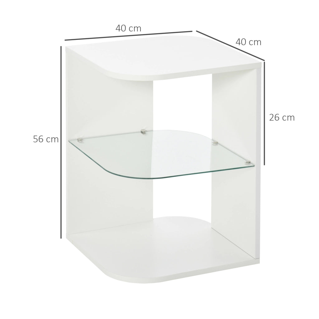 Tavolino da caff¨¨ moderno con ripiano in vetro ¨C zephmum ¨C 40x40x56 cm bianco