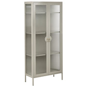 Vetrina beige chiaro in acciaio metallo con Ripiani Piedini Design industriale Soggiorno Mobili per ufficio domestico