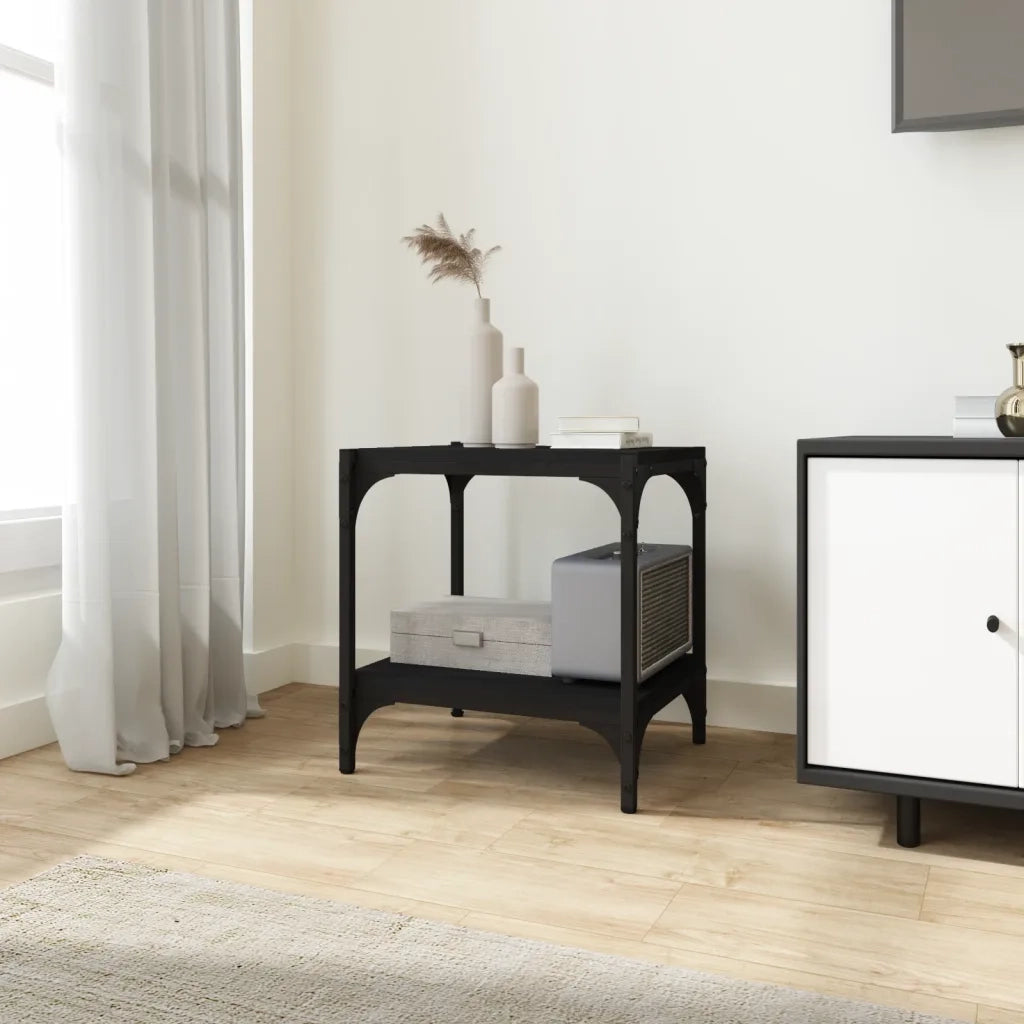 Mobile Porta TV Nero 40x33x41 cm in Legno Multistrato e Acciaio 819302