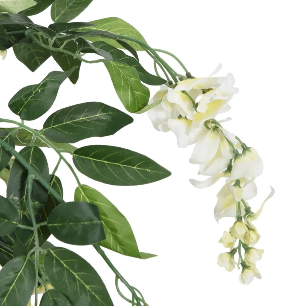 Glicine Artificiale 840 Foglie 150 cm Verde e Bianco CFW3339279