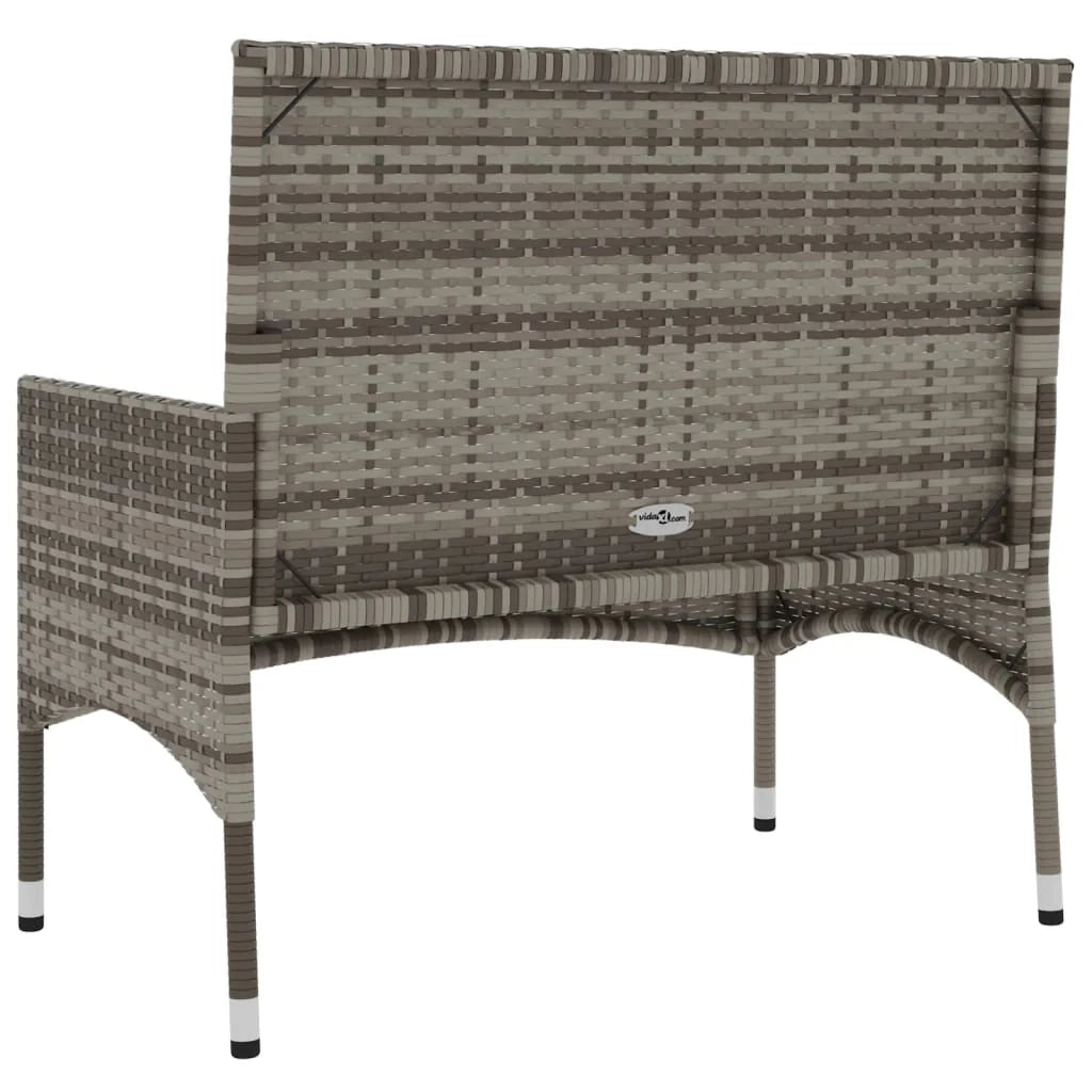 Panca da giardino 90 x 51 x 85 cm mobile da giardino per esterni terrazza a 2 posti con cuscini grigi resina intrecciata grigio scuro 02_0011776