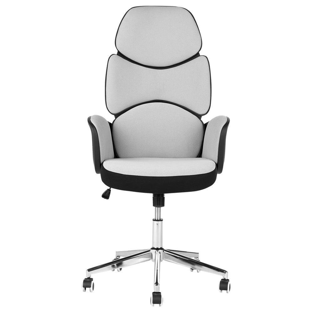 Sedia ufficio in materiale sintetico grigio e nero struttura in metallo schienale regolabile e girevole ufficio