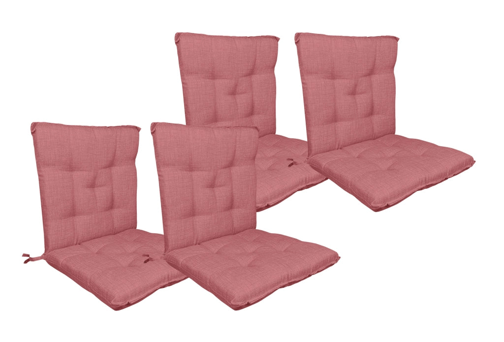Set Cuscini Sedia Con Schienale Imbottiti Con Laccetti Banda Elastica 40 x 80 Cm Corallo - 4 Pezzi