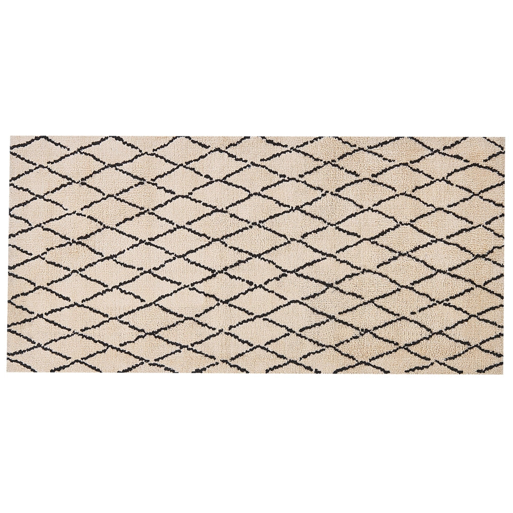 Tappeto tappetino Beige Con Nero 80 x150 cm  Motivo Geometrico Moderno