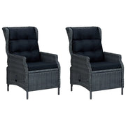 Set Pranzo da Giardino 9 pz con Cuscini Polyrattan Grigio Scuro 3060185