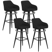 IDMarket - Set di 4 sgabelli da bar JANY girevoli con braccioli in velluto nero e gambe in legno nero