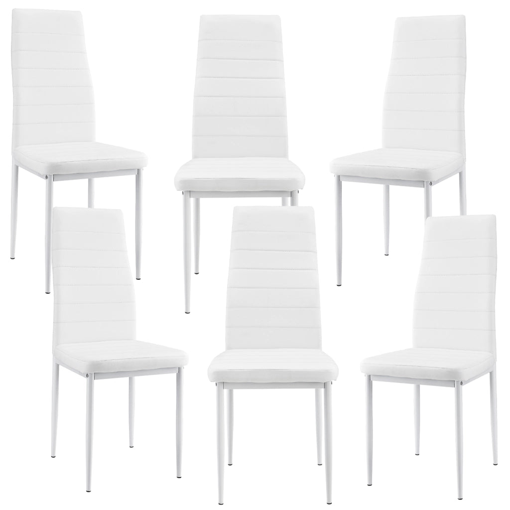 Set Sala da Pranzo Bjerkvik Tavolo 140x60 cm e 6 Sedie Imbottite Rivestimento in Similpelle - Bianco [en.casa]