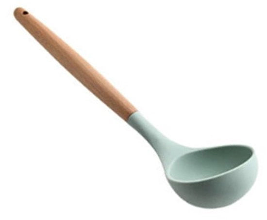 Scegliere un Soeplepel Hittebestendig in Silicone - Resistente ai Graffi - Manico in Legno con Antislip - Duraturo - Comfortevole Grip - Servello da Cucina