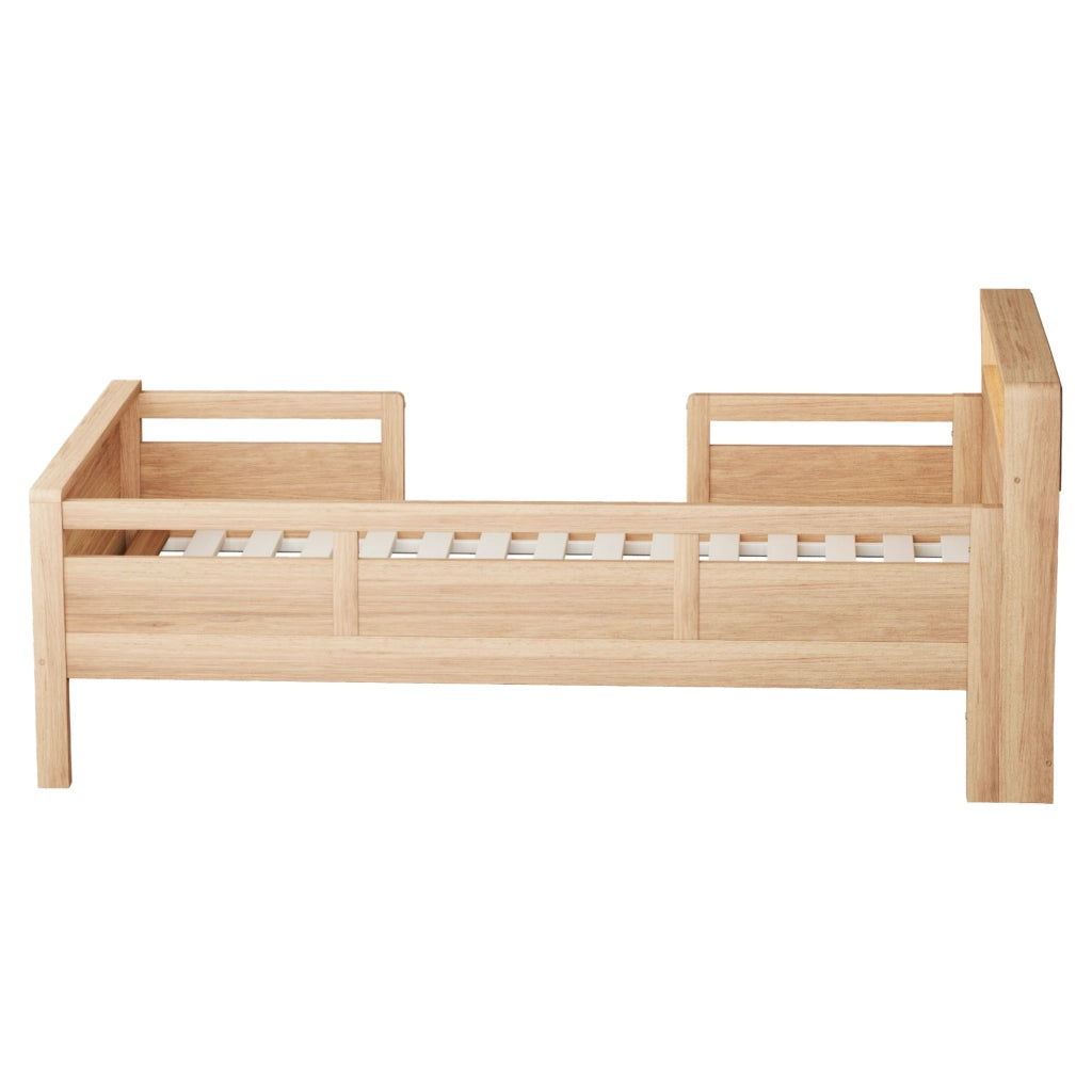 LETTO Bambini 90x200 cm in legno di pino naturale con LED e presa USB/Type-C