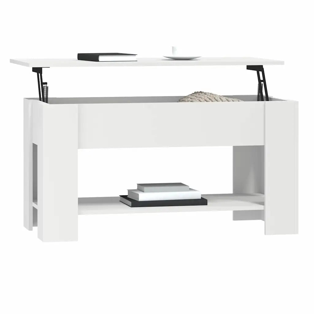 Tavolino da salotto | Tavolino da caff¨¨ | Tavolino da Soggiorno Bianco 101x49x52 cm in Legno Multistrato