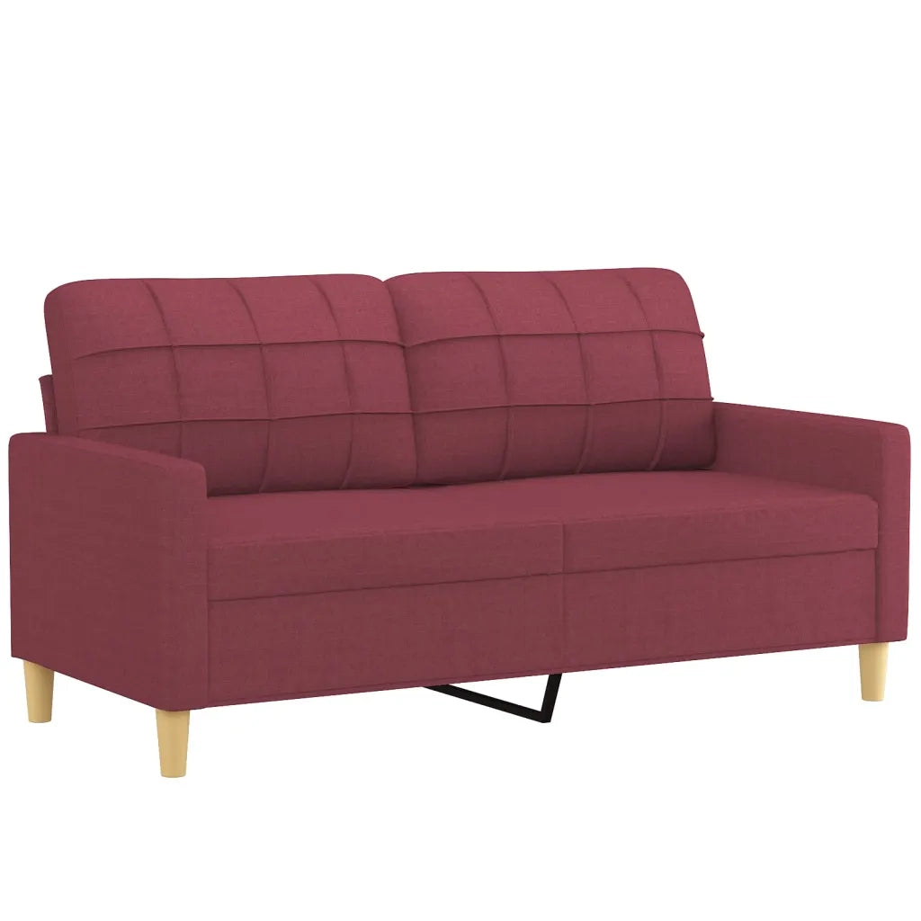 Set di Divani 3 pz con Cuscini Rosso Vino in Tessuto 3201320