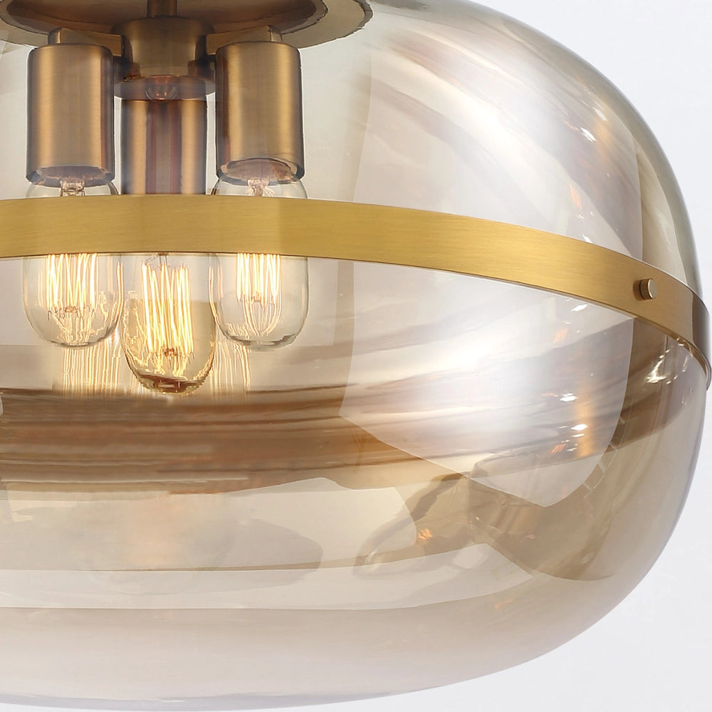 Lampada a sospensione Nottingham oro ambra vetro Ø51 3xE27