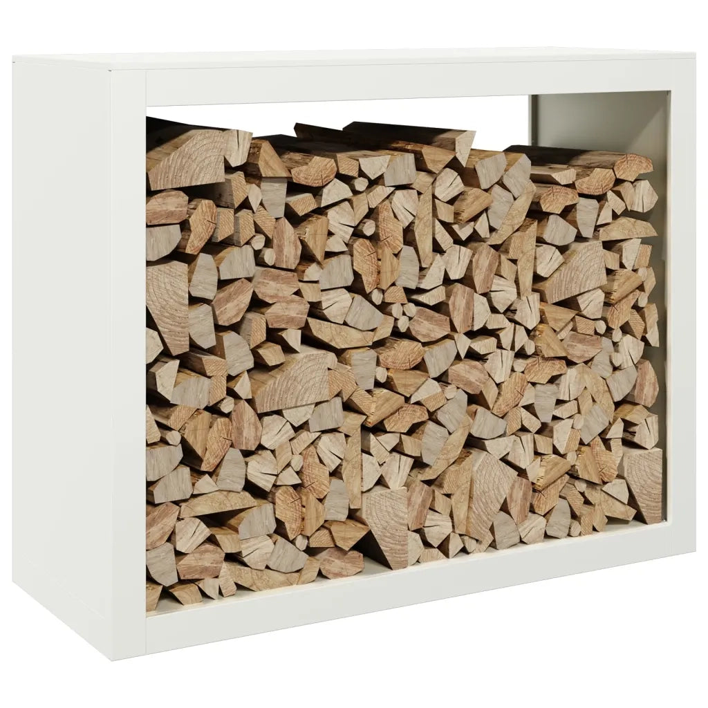 Rastrelliera per Legna da Ardere Bianca 100x40x80 cm in Acciaio 850976