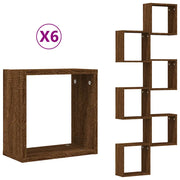 6 pz Mensole | Ripiano | Scaffale a Cubo Rovere Marrone 30x15x30 cm