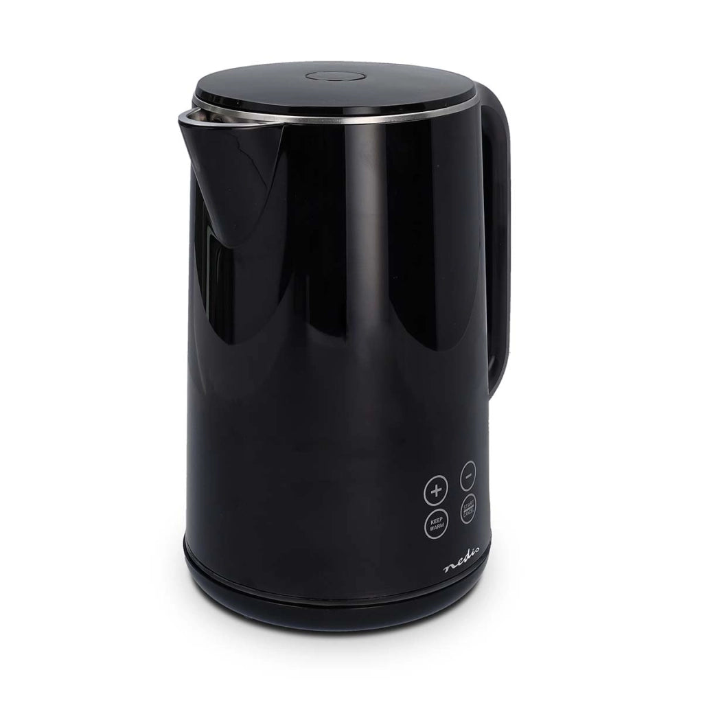Bollitore elettrico da 1,7 l 2200 W con indicatore di temperatura Nero Nedis