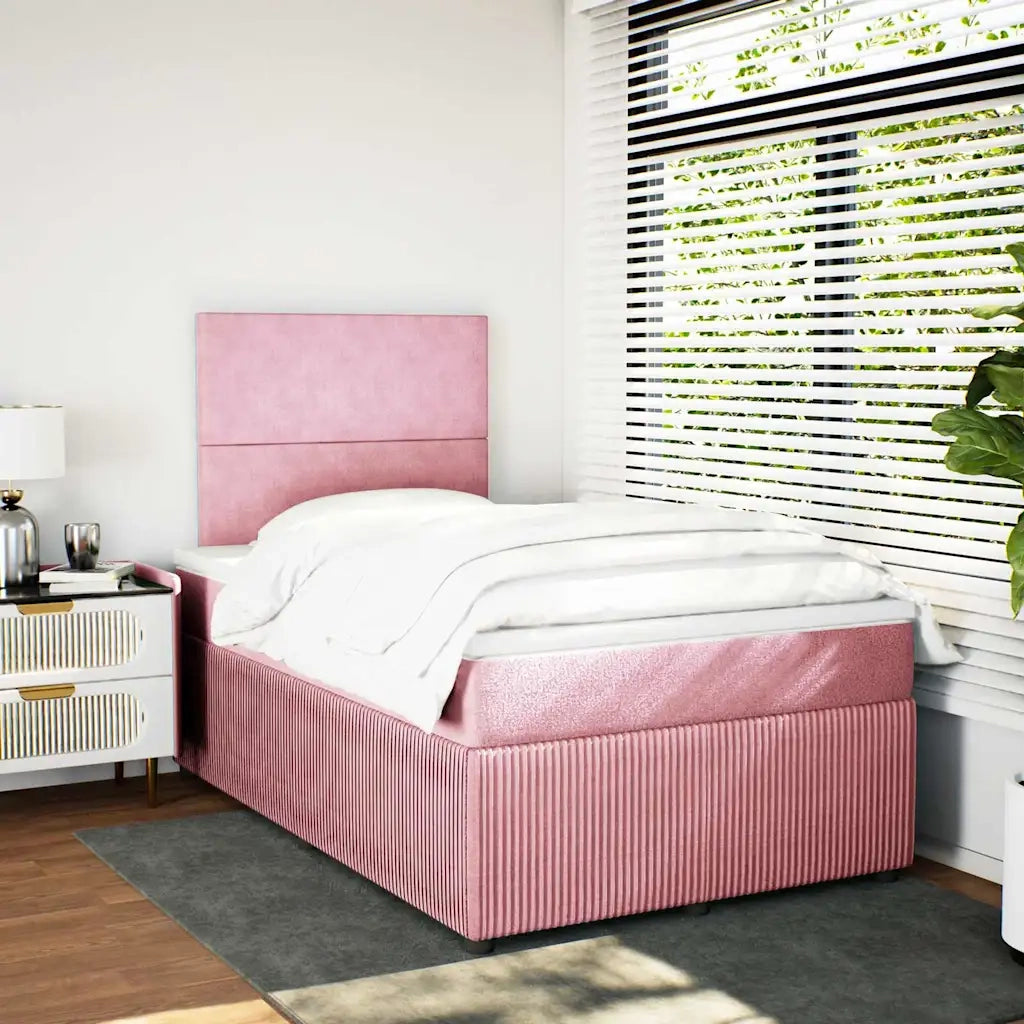 Giroletto a Molle con Materasso Rosa 120x190 cm in Velluto