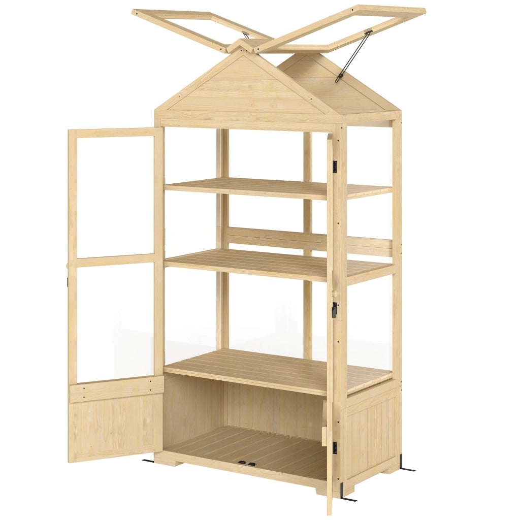 Serra da giardino con scaffale e finestra ¨C Xylo ¨C legno e acrilico 100x56.5x178 cm