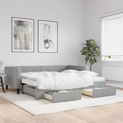 Divano Letto Estraibile Cassetti Grigio Chiaro 90x190cm Tessutocod mxl 106664