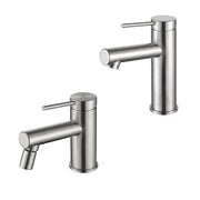 Set miscelatori lavabo e bidet spazzolato grigio in ottone con leva monocomando slim Alba