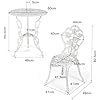 Set Tavolino e Sedie da Giardino, Set da Bistro con Sedie in Alluminio e Ghisa, Mobile da Esterno con Tavolino Rotondo e 2 Sedie, Tavolino Portato 45 kg, Sedia Portata 150 kg (Bianco)