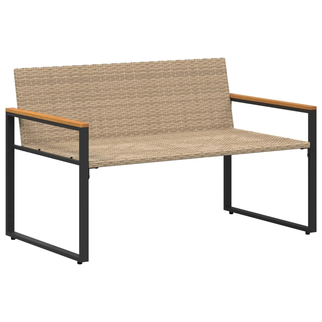panchina Beige e Bianco Crema 115 x 65 x 72 cm Rattan
