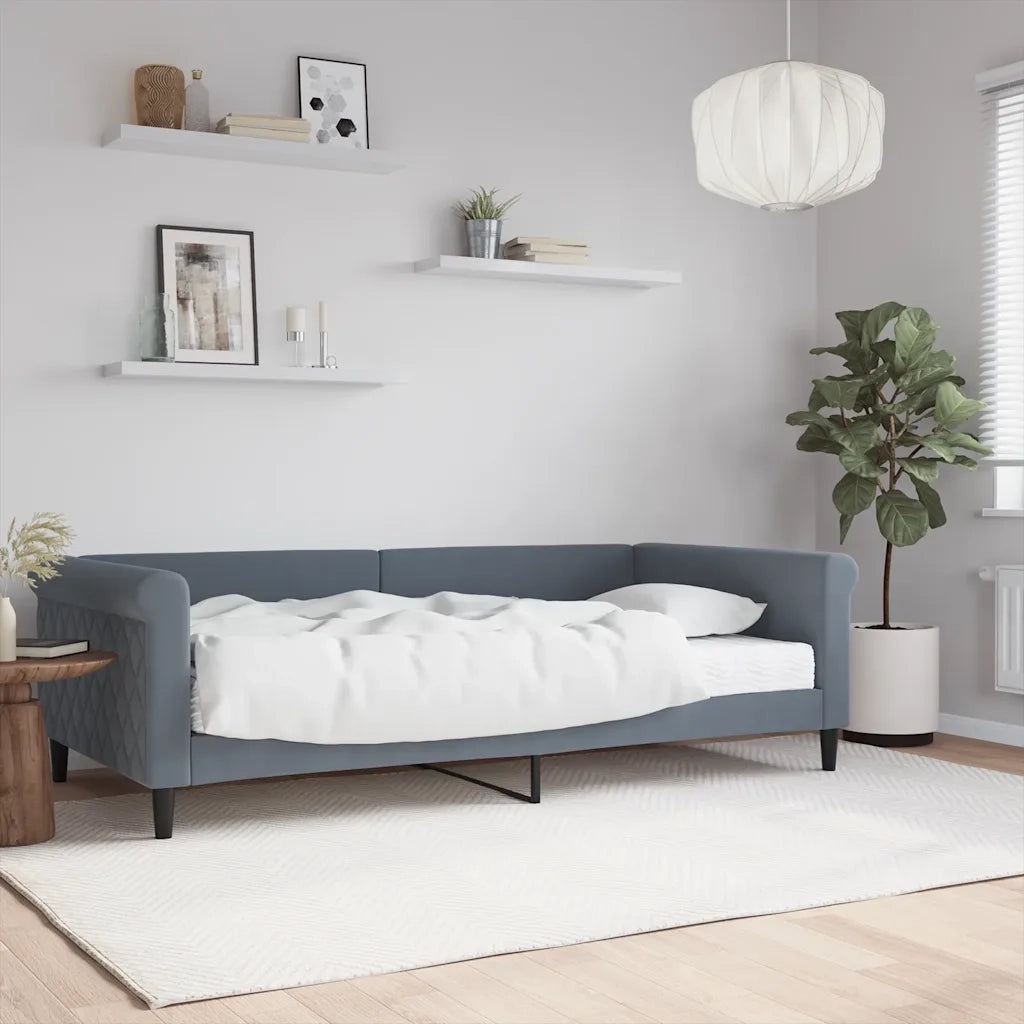Divano letto | Sof¨¤ letto | Letto singolo con Materasso Grigio Scuro 100x200 cm in Velluto