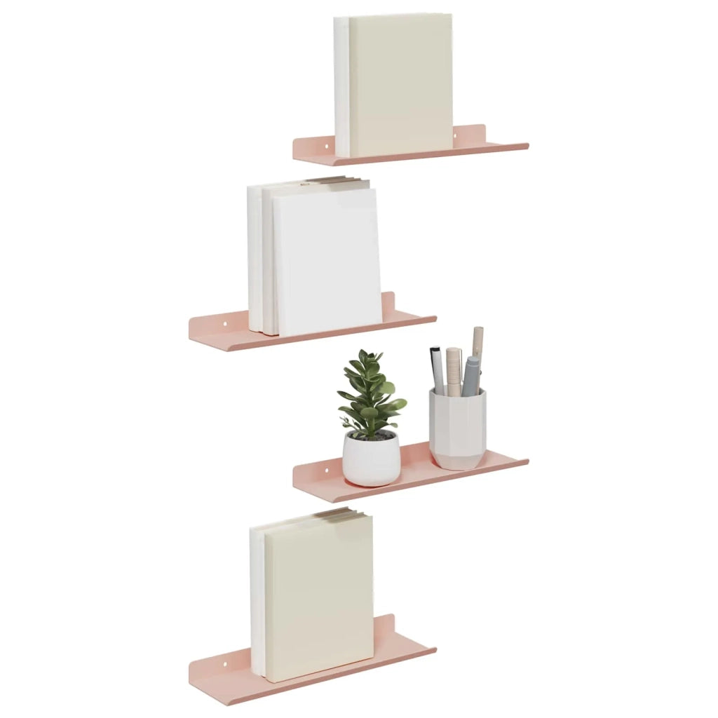 Mensola sospesa 4 pcs Rosa 30 x 9 x 2,5 cm Acciaio