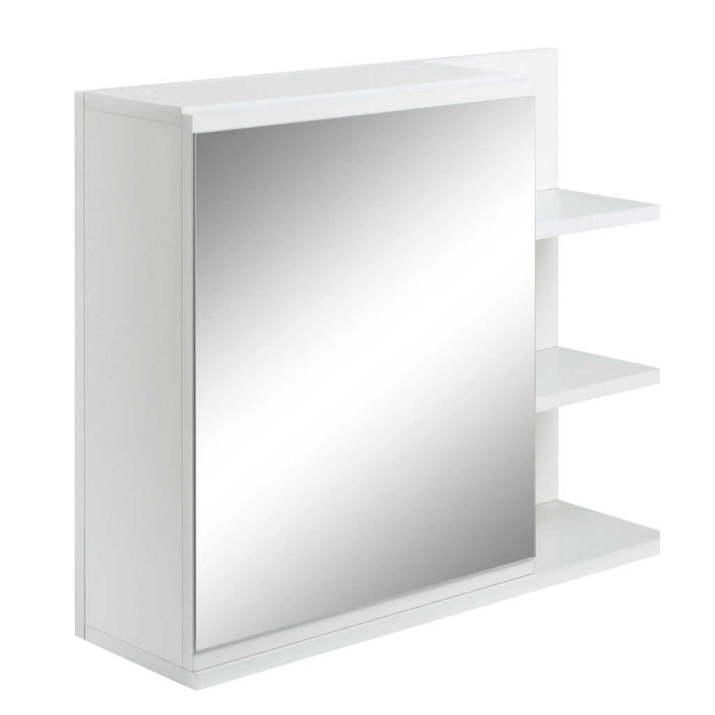 Mobile Bagno con Specchio e Ripiani ¨C zephmum ¨C Bianco 60x18x50 cm