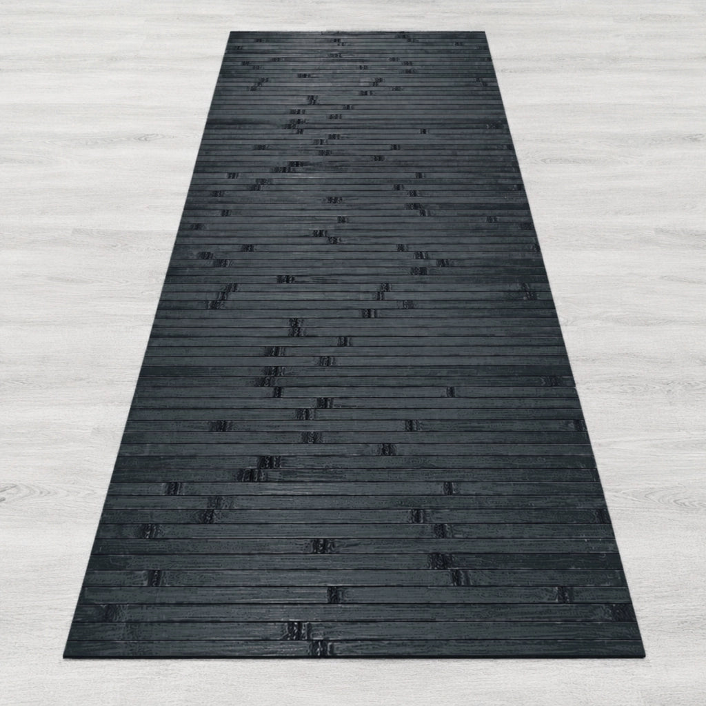 Tappeto Passatoia In Vero Bamboo Tappeto Cucina Ingresso In Legno Antiscivolo Aderente Lavabile E Antimacchia Tagliabile  Piombo - 50x400 cm