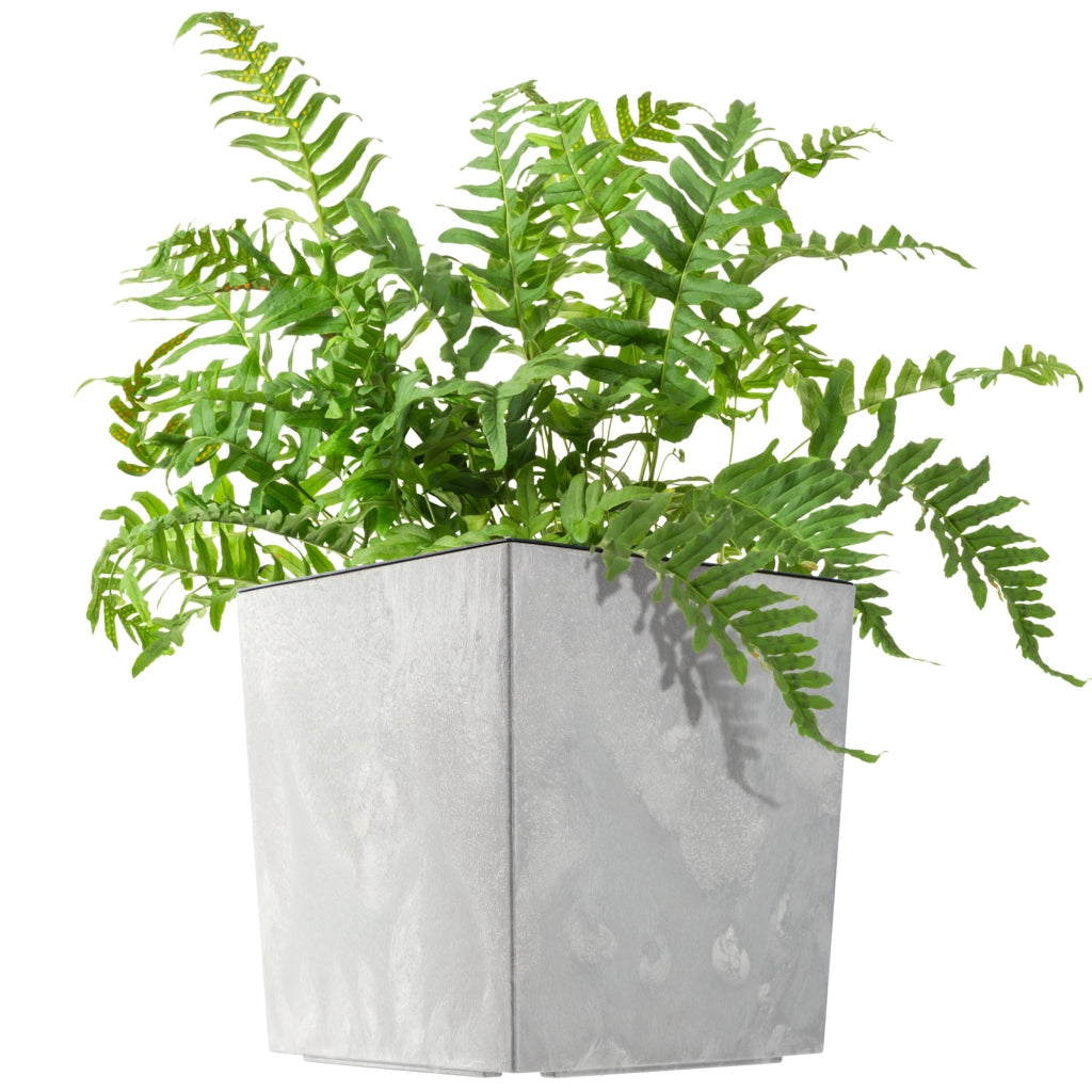 Vaso da fiori KADAX da 30 cm, copertura in plastica grigia con inserto.
