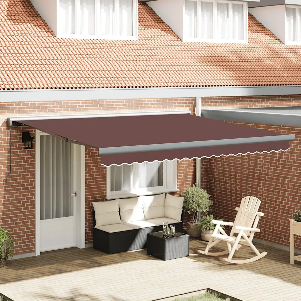 Tenda Sole Retrattile Manuale 400x300 cm Marrone 3215725