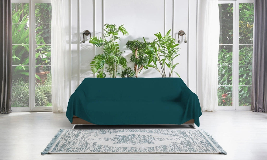 Telo Arredo Coprittutto Copridivano in Cotone Verde Petrolio 170x300 cm