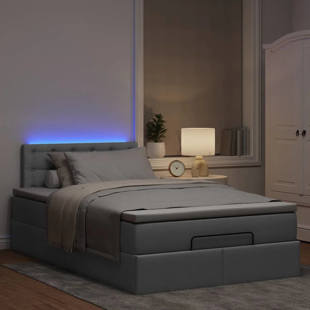 Pouf Letto con Materasso Grigio Chiaro 120x190 cm in Tessuto 3312457