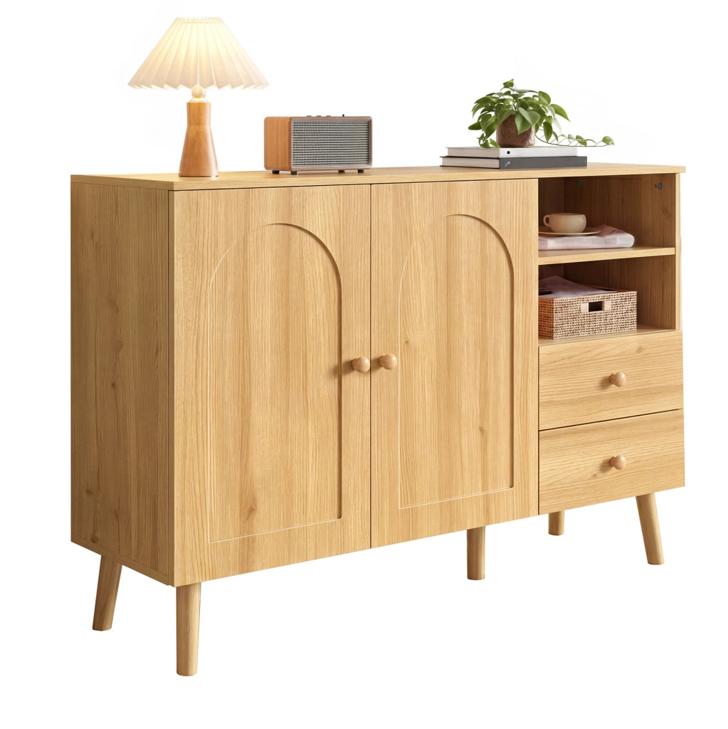 Sideboard naturale 118x35x82 cm con 2 ante e 2 cassetti