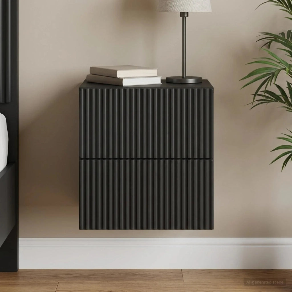 Mobiletto da notte a muro con cassetto Nero 33 x 34,5 x 40 cm 898467
