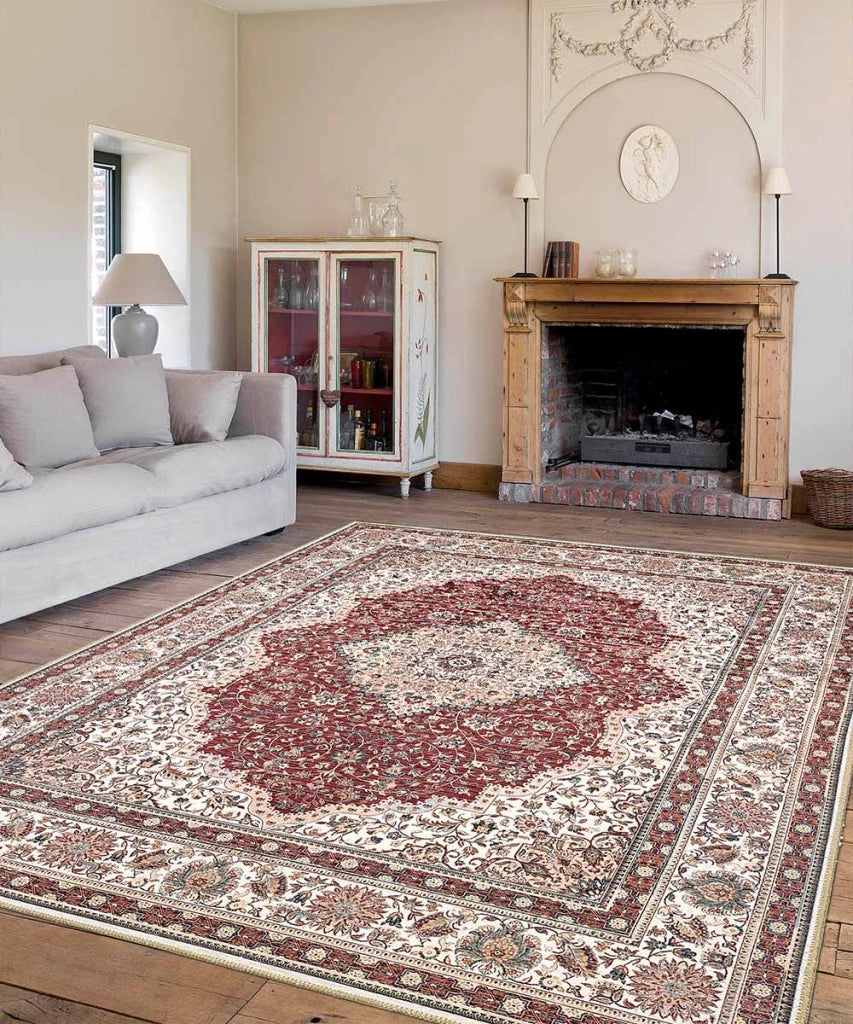 Tappeto arredo casa NAIN 01 rosso cm.200X280 riproduzione disegno orientale classico in stile persiano. Tappeto lavabile e antiscivolo per salotto, soggiorno, camera da letto.