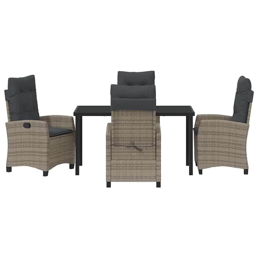 Set da Pranzo per Giardino con cuscino 5 pcs Grigio polyrattan 3380388