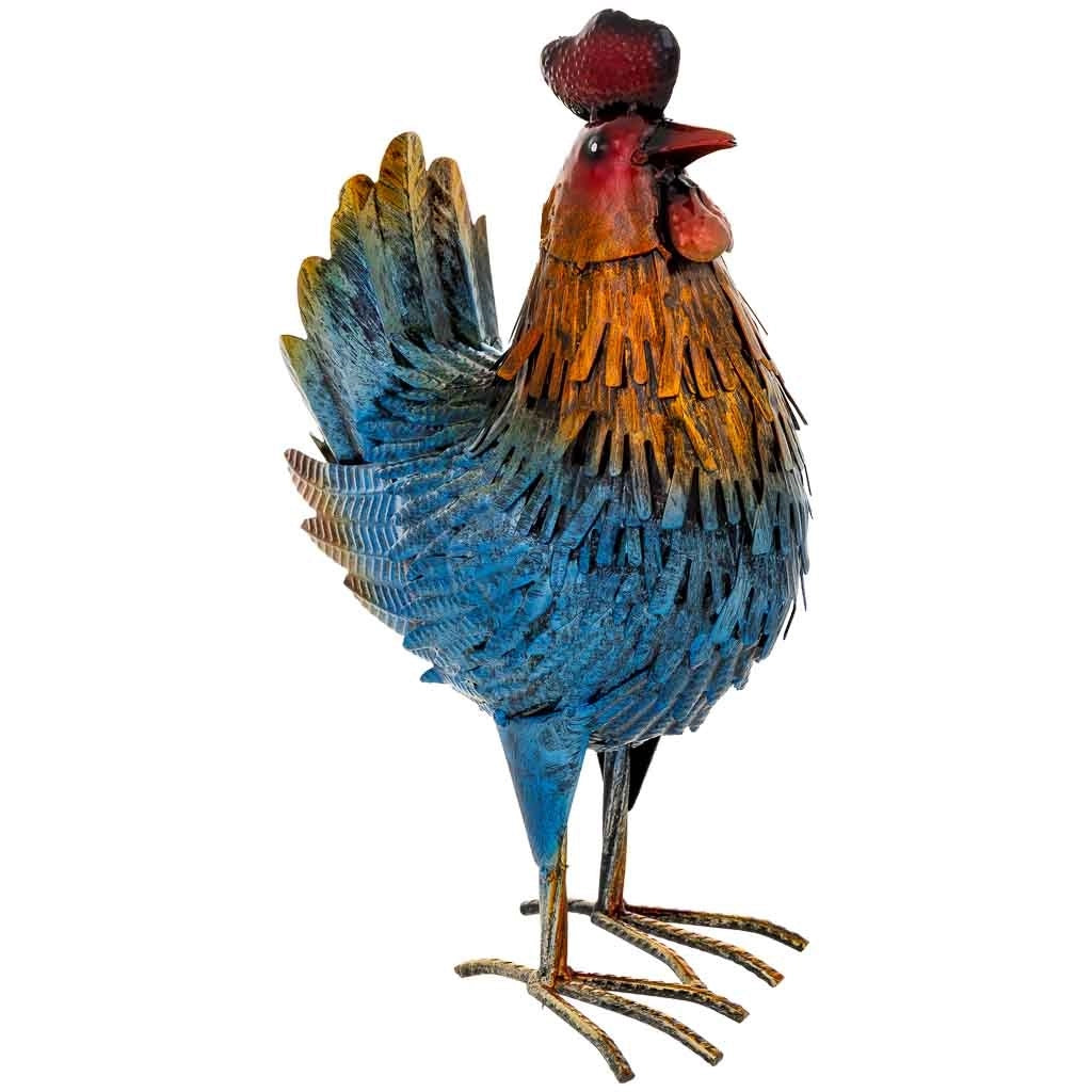 Figura decoración gallo de metal multicolor 22x14x36h cm