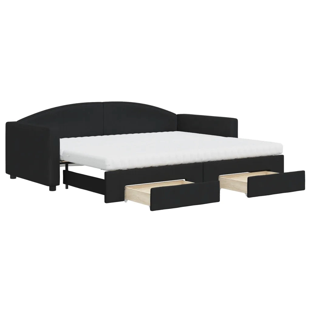 Divano Letto Estraibile con Cassetti Nero 90x200 cm in Tessuto 3197244