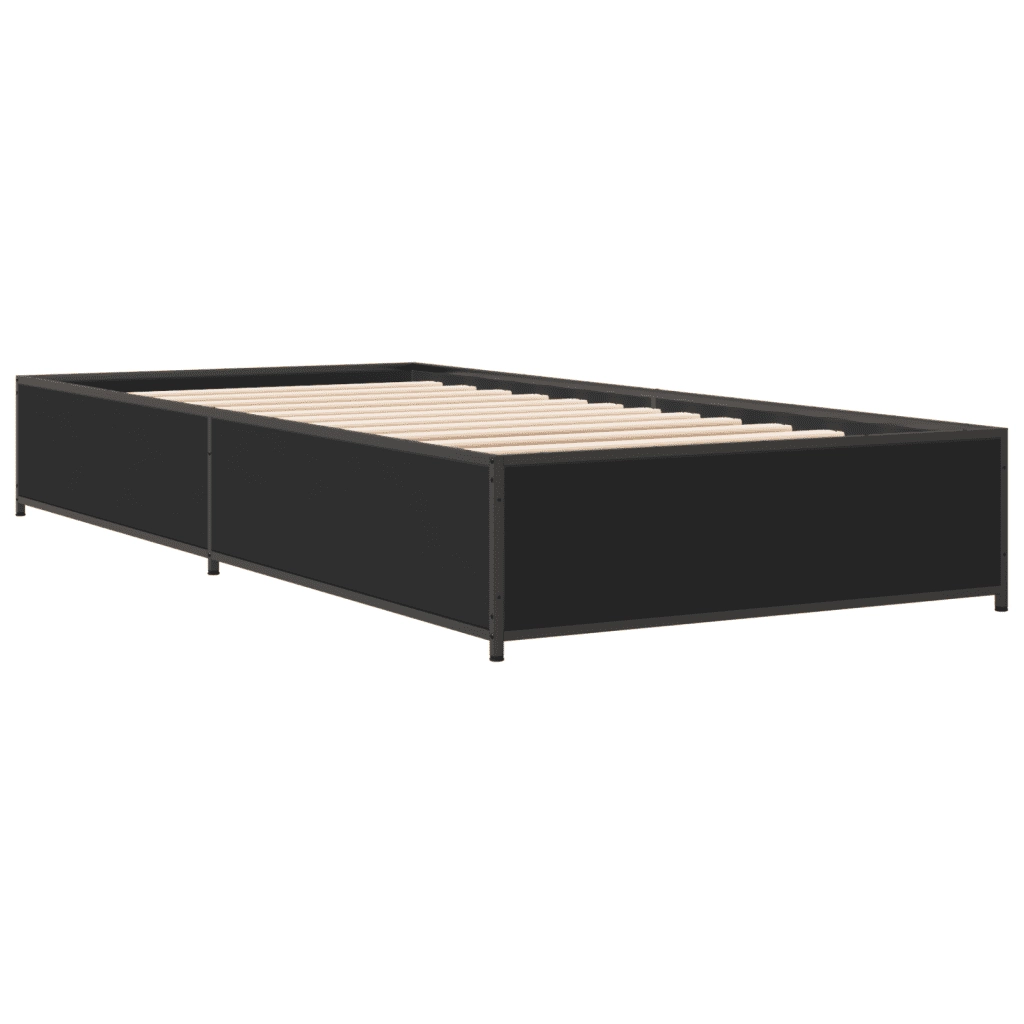 Giroletto-Struttura Letto Nero 75x190 cm in Legno Multistrato e Metallo 147565