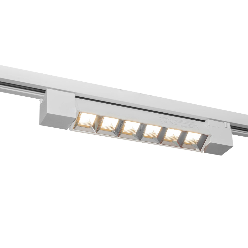 Faretto binario track monofase barra 6 LED 12W resa 144W luce orientabile spot interni negozio 230V BIANCO LUCE 6000K