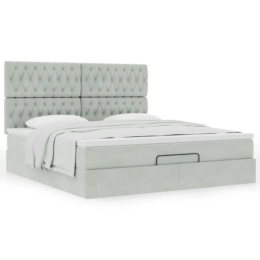 Struttura Letto Pouf con Materassi 160x200 cm in Velluto 3313553