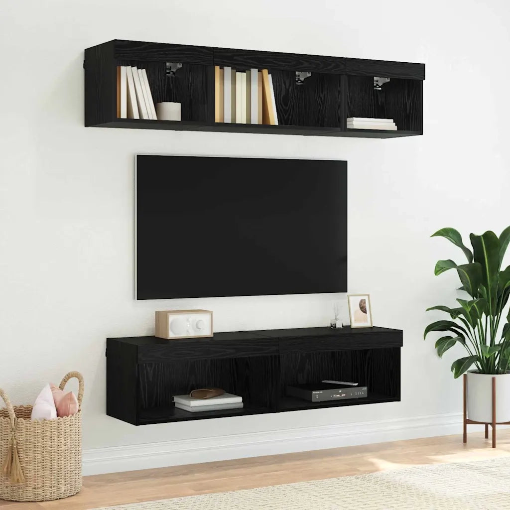 Set mobile TV Rovere Nero 60 x 30 x 30 cm Legno multistrato