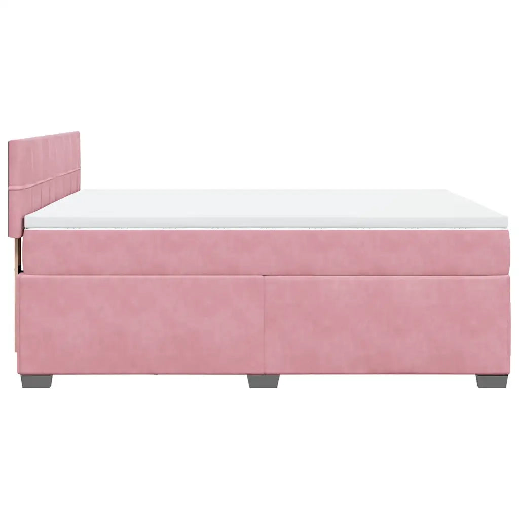 Giroletto a Molle con Materasso Rosa 160x200 cm in Velluto
