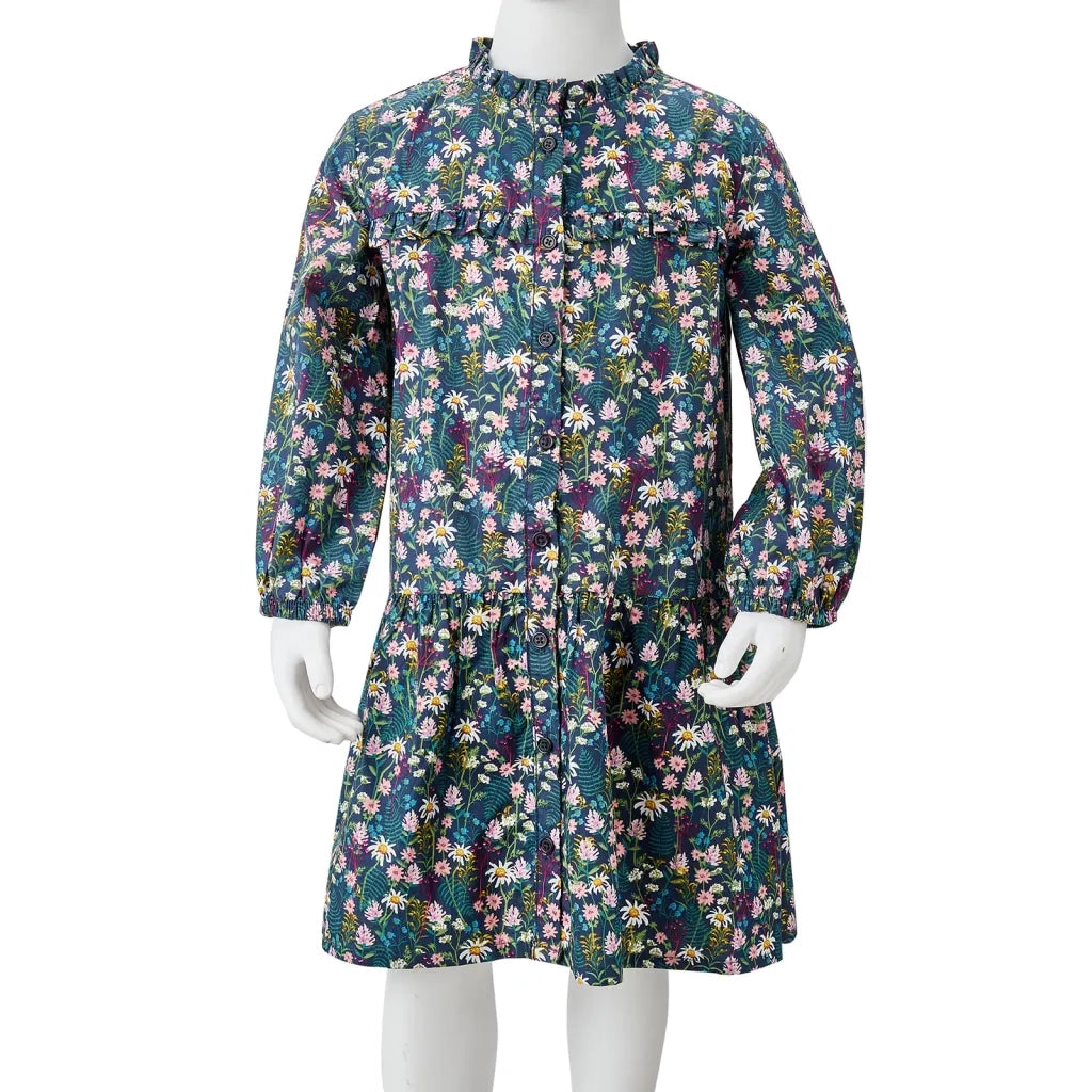 Abito da Bambina a Maniche Lunghe Blu Scuro 128 14412