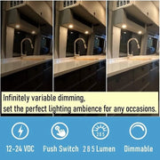 4 x Lampade a LED 12 V per soffitto per camper - Lampada a incastro con regolazione di intensità - Luce blu - Illuminazione interno per camper, furgone e caravan - Nero 4000K