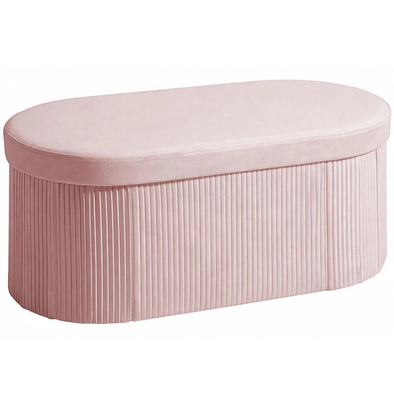 POUF CONTENITORE PIEGHEVOLE CON VANO DA 72L E RIVESTIMENTO IN VELLUTO, 76X38X35 CM, ROSA
